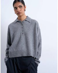 TOPSHOP - Knitted Premium 100% Lambswool Polo Jumper - Lyst