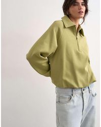 TOPSHOP - Interlock Bubble Hem Polo Quarter Zip Sweat - Lyst