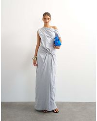 TOPSHOP - Premium Cotton Rich Jersey Draped Asymmetric Maxi Dress - Lyst
