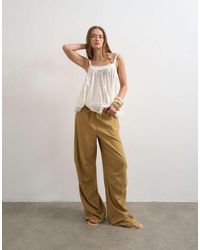 TOPSHOP - Linen Blend Cargo Pants - Lyst
