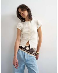 TOPSHOP - Button Through Short Sleeve Top - Lyst