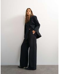 TOPSHOP - X Cara Wide Leg Pleated Pinstripe Denim Co-Ord Trouser - Lyst