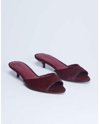 TOPSHOP - Alba Real Leather Peep Toe Kitten Heel Mules - Lyst