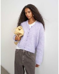 TOPSHOP - Knitted Fluffy Eyelash Cardigan - Lyst
