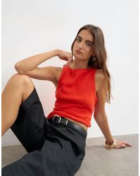 TOPSHOP - Slash Neck Racer Vest - Lyst