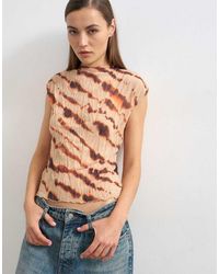 TOPSHOP - Mesh Crinkle Fitted Tee - Lyst