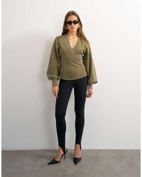 TOPSHOP - V-neck Cinch Waist Sweatshirt - Lyst