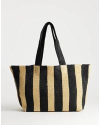 TOPSHOP - Selia Stripe Straw Tote Bag - Lyst