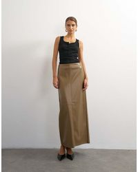 TOPSHOP - Faux Leather Topstitch Column Maxi Skirt - Lyst