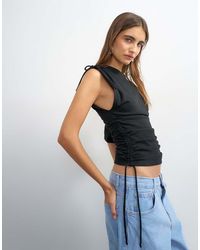 TOPSHOP - Ruched Detail One Sleeve Top - Lyst