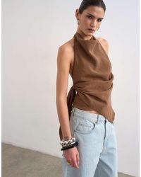 TOPSHOP - Super Soft Cupro Halter Neck Top - Lyst