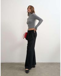 TOPSHOP - Fold Over Tie Detail Wide Leg Trouser - Lyst