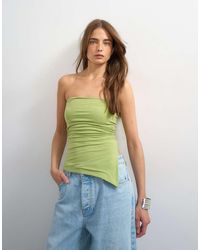 TOPSHOP - Split Side Ruched Asymmetric Bandeau - Lyst