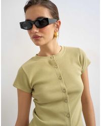 TOPSHOP - Button Through Short Sleeve Top - Lyst