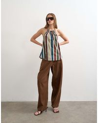 TOPSHOP - Linen Barrel Leg Trouser - Lyst