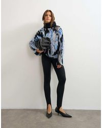 TOPSHOP - Knitted High Neck Floral Brushed Jumper - Lyst