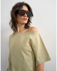 TOPSHOP - Fallen Shoulder T-shirt - Lyst