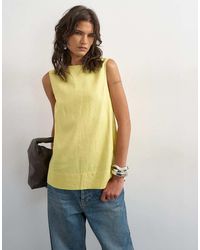 TOPSHOP - Open Back Throw On Linen Rich Tank Top - Lyst