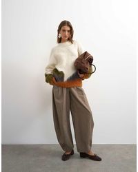 TOPSHOP - Knit Hairy Abstract Color Block Striped Crew Neck Sweater - Lyst