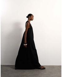 TOPSHOP - Poplin Ruched Neck Maxi Sundress - Lyst