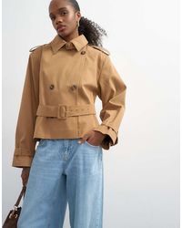 TOPSHOP - Cropped Funnel Neck Trench - Lyst