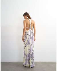 TOPSHOP - Satin Scoop Neck Maxi Dress With Stitch Detailing - Lyst