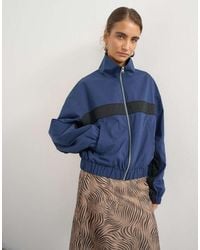 TOPSHOP - Contrast Stripe Funnel Neck Track Jacket - Lyst