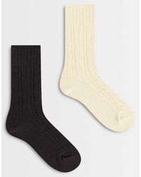 TOPSHOP - 2pk Cable Knit Cozy Socks - Lyst
