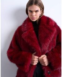 TOPSHOP - Faux-fur Short Jacket With Buttons - Lyst