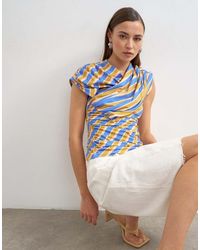 TOPSHOP - Striped Wrap Front Ruched Top - Lyst