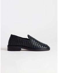 TOPSHOP - Bali Real Leather Weave Flat Shoe Loafers - Lyst