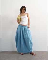 TOPSHOP - Denim Pull On Barrel Maxi Skirt - Lyst