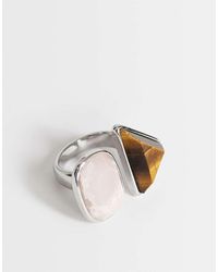 TOPSHOP - Rico Ring Stainless Steel With Semi Precious Stone - Lyst
