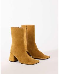 TOPSHOP - Pamela Real Suede Block Heel Ankle Boot - Lyst