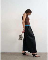TOPSHOP - Linen A Line Wide Leg Trouser - Lyst