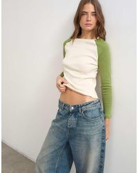 TOPSHOP - Colourblock Raglan Long Sleeve T-shirt - Lyst