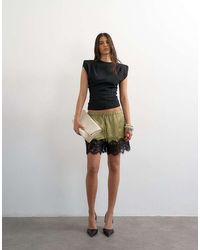 TOPSHOP - Satin Lace Insert Shorts - Lyst