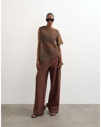 TOPSHOP - Tailored Barrel Leg Tab Detail Trouser - Lyst