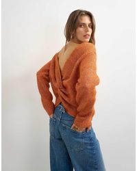 TOPSHOP - Knitted Knot Back Detail Jumper With Wool - Lyst