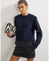 TOPSHOP - Denim Low Rise Tailored Coated Pelmet Mini Skirt - Lyst