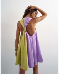TOPSHOP - Poplin Halter Deep Hem Mini Trapeze Dress - Lyst