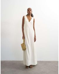 TOPSHOP - V Neck Low Armhole Clean Maxi Dress With Deep Hem - Lyst
