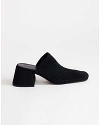 TOPSHOP - Alberto Real Leather Wide Block Heel Mules - Lyst