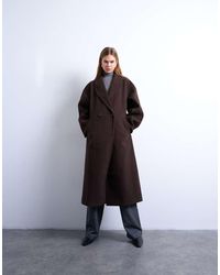 TOPSHOP - Ovoid Sleeve Double-breasted Longline Formal Coat - Lyst