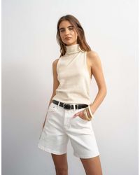 TOPSHOP - Knitted High Funnel Neck Sleeveless Twist Back Top - Lyst