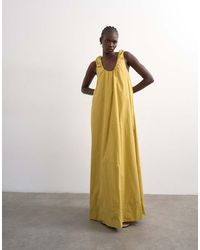TOPSHOP - Poplin Ruched Neck Maxi Sundress - Lyst
