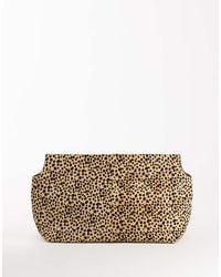 TOPSHOP - Cam Oversized Hair On Real Leather Clutch Bag - Lyst