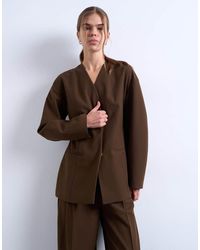 TOPSHOP - Collarless Ovoid Sleeve Blazer - Lyst