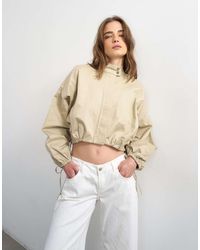 TOPSHOP - Funnel Neck Tie Detail Shirt - Lyst