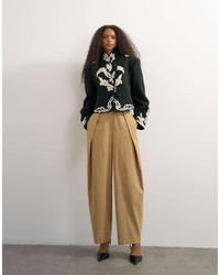 TOPSHOP - Pleat Barrel Trouser - Lyst